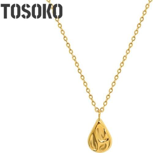 TOSOKO Stainless Steel Jewelry Water Drop Shaped Clavicle Chain Womens Fashion Necklace BSP1012
