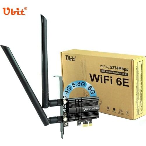 Ubit WiFi 6E Supports 6GHz 7th Generation PCIe WiFi Card, Up to 5400Mbps, Bluetooth 5.2, AX210 Wireless WLAN Adapter with MU-MIM