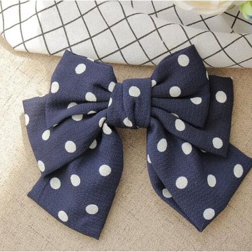 New arrival women three big dot printed bow Hair Pin girls BB Clip Hairpins Hair Side Clips Barrettes