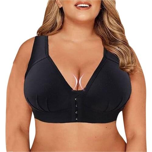 Womens Solid Bra Underwire Underwear One-Piece Front Closure Bralette Bra Everyday Underwear нижнее белье женское Plus Size 4XL