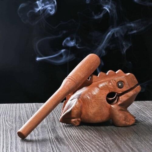 1Set Wooden Money Frog Decompress Toys Musical Symbol Percussion Rasp with Stick Kids Gifts Decoration Musical Toy