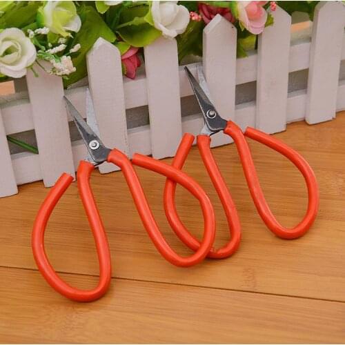12cm5 red household special steel package plastic straight end scissors wholesale