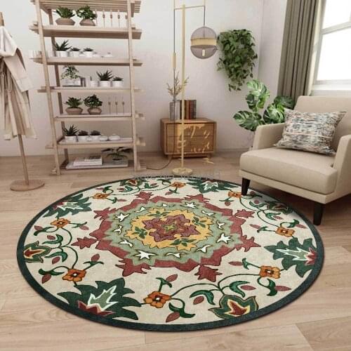 200cm Retro Red Green Floral Ethnic Style Living Room Bedroom Hanging Basket Chair Round Floor Mat Carpet Customization