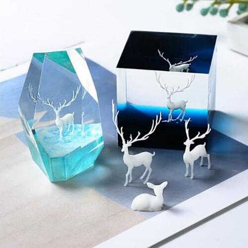 3Pcs 3D Three-dimensional Forest Micro-landscape Accessories Crystal Epoxy Glue DIY Filler Decoration Elk Fairy Deer Model