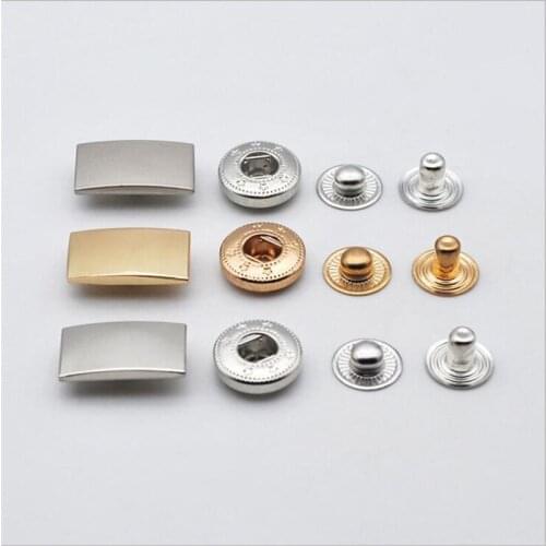 30 Sets Multi-Size Silver Snap Buttons S-Spring Socket Popper Fasteners for Jacket Bag Closures rectangle 20mm X11mm