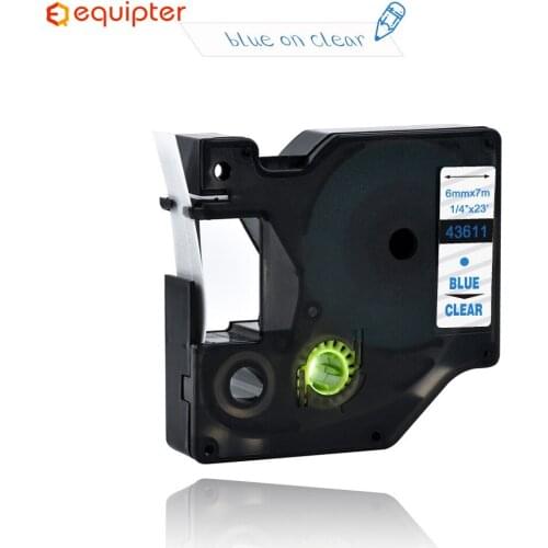 6mm 43611 Blue On Clear Label Tapes Ribbon Cassette Compatible for Dymo D1 Label Printer For Dymo Label Printer Dymo LM160 LM280