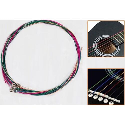 6Pcs/Set Guitar Acoustic Strings Guitar Wire Diy Guitar Accessories Colorful Guitar Strings E-A For Acoustic Folk Guitar Classic