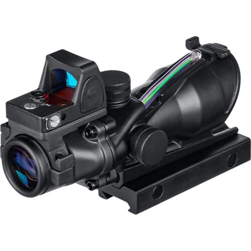 ACOG 4x32 Green Fiber Source Real Fiber Scope with RMR Micro Red Dot Sight Marked Version Black