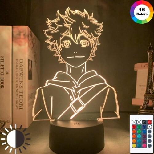 Acrylic Led Night Light Anime Haikyuu Shoyo Hinata Figure for Kids Bedroom Decor Nightlight Cool Manga Gadget Child Table Lamp
