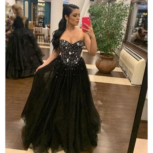 ANGELSBRIDEP Black Sweetheart Ball Gown Quinceanera Dresses Vestidos De 15 Anos Sparkly Crystal Formal Princess Party Gowns HOT