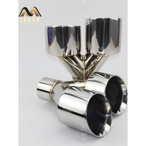 Car Accessories stainless steel and bright face Y-type double outlet straight edge exhaust pipe tailpipe
