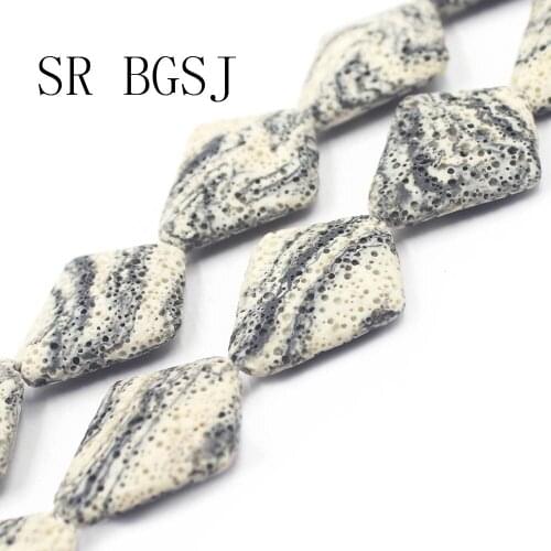 Free Shipping 28x32mm Black Shield Shape Band Stripe Natural Stone Lava Jewelry Findings Loose Beads 15"