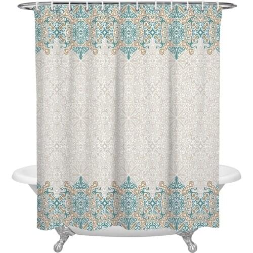 Bohemian Retro Ethnic Shower Curtains Bathroom Curtain Waterproof Polyester Frabic Bathroom Curtain with Hooks