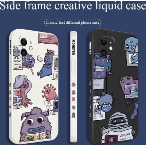 Sideprint Monster Phone Case For iPhone 12 Pro Max 11 X XS XR XSMAX SE2020 8 8Plus 7 7Plus 6 6S Plus Liquid Silicone Cover