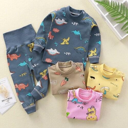 Childrens Suit Spring and Autumn Boy Cartoon Underwear Suit Female Treasure High Waist Home Service Pajamas Set