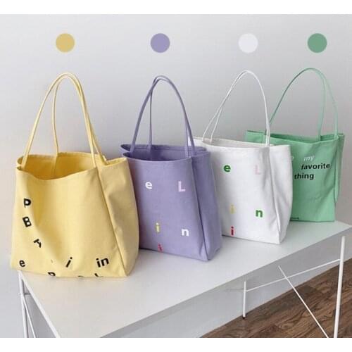 Fashion Letter Printing Women Shoulder Bags Foldable Eco Handbags Large Capacity Travel Shopping Bag For Girl Student Daily Tote