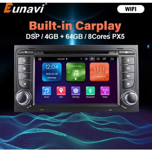 Eunavi 2 Din Android 10 Car Radio GPS Car DVD Player for Audi A4 B8 S4 B6 B7 RS4 8E 8H B9Seat Exeo Navigation Multimedia 4G 64GB