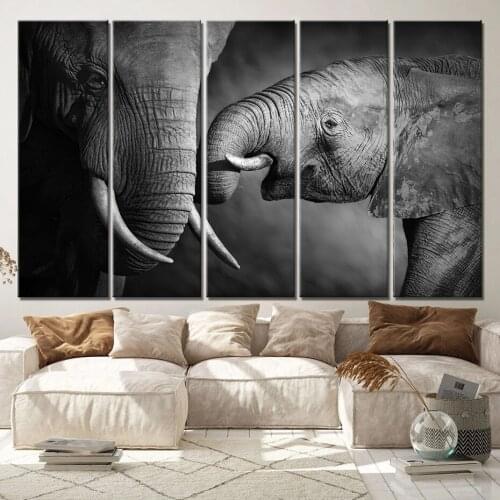 Black Animals Mother Baby Elephant Canvas Paintings Africa Wall Art Prints Pictures and Posters for Bedroom Home Decoration
