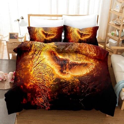 Animal Owl Bedding Set Kids Fantasy Bed Linen Quilt Duvet Cover Sets Home Decor Twin Single Queen King Size Fashion Adult Gift
