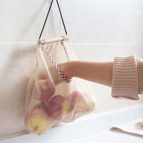 Kitchen Mesh Grocery Bag Fruits Vegetable Hanging Storage Net Bag Garlic Onion Kitchen Organizer Tools