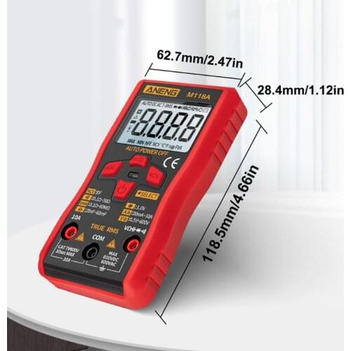 M118A Digital Mini Multimeter Smart Tester Auto Mmultimetro True Rms Tranistor Meter with NCV Data Hold 6000counts Flashlight