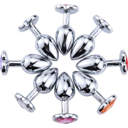 Heart shaped metal anal plug Sex Toys Stainless Smooth Steel Butt Plug Tail Crystal Jewelry Trainer For Women/Man Anal Dildo