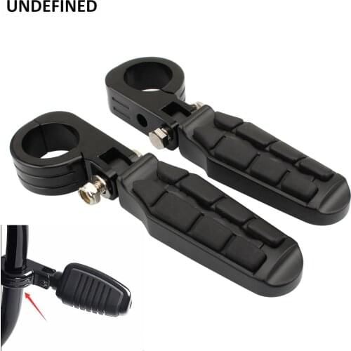 Motorcycle Pegs Highway Engine Crash Bar Guard Clamp 38MM Foot Peg Footrests Mount Rubber&CNC For Harley Chopper Bobber Custom