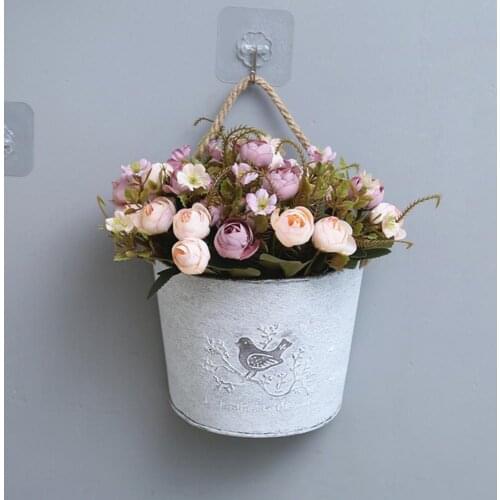 Flowerpot Wall Hanging Easy to Use Iron Bucket Holder Basket Flowerpot Balcony Fine Workmanship Planter Pots Plant Container