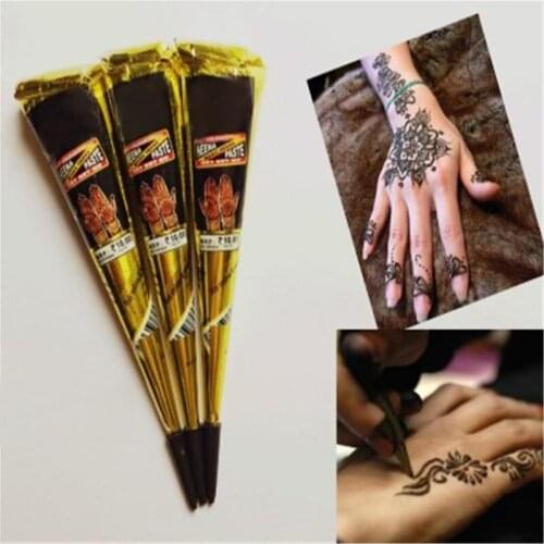 New Henna Tattoo Paste Black brown red white Henna Cones Indian For Temporary Tattoo Sticker Body Paint Art Cream Cone