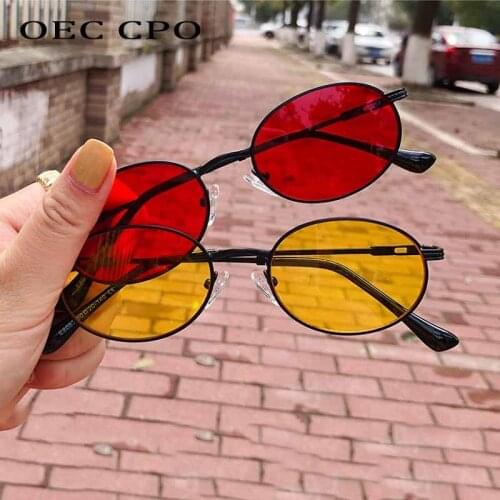OEC CPO Brand Designer Punk Round Sunglasses Women Fashion oval Sun Glasses Female Shades Trend Eyewear for men UV400 O971