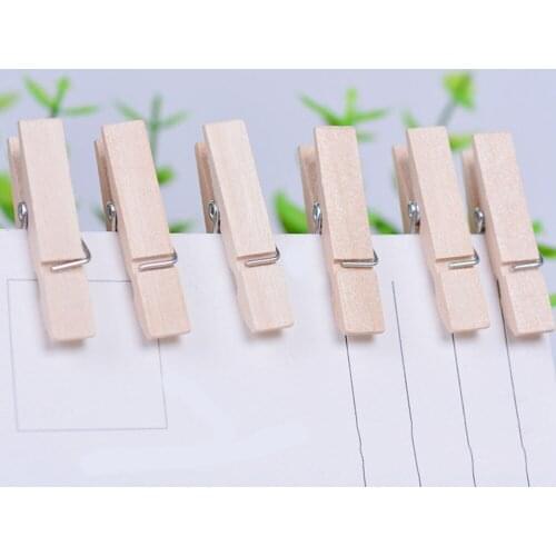 50Pcs Small Mine Size 25mm Mini Natural Wooden Clips For Photo Clips Clothespin Craft Decoration Clips Pegs
