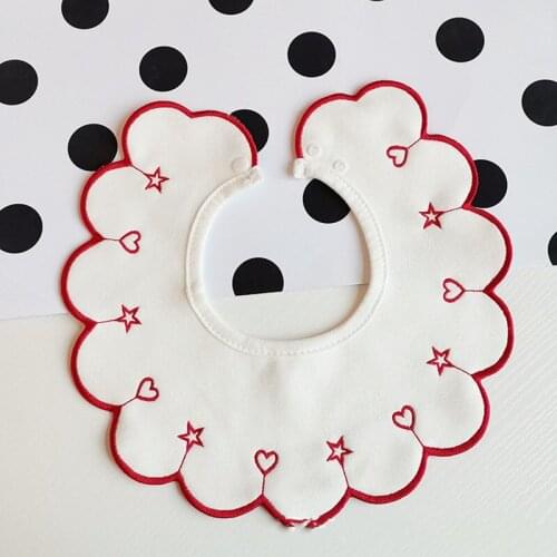 New Bib Baby Pure Cotton Saliva Towel Temperament Embroidery Bib Baby Fashion Collar Bib Baby Feeding Muslin Bib