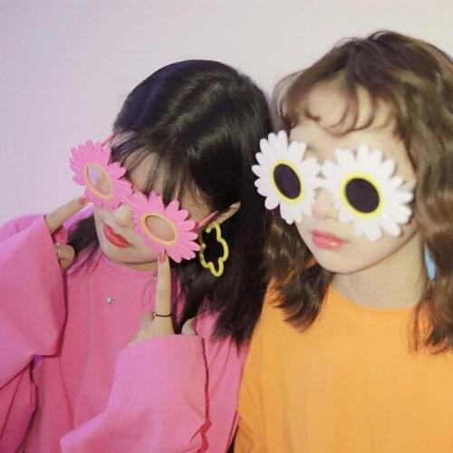 Creative Sunflower Cartoon Lovely Plastic Frame Daisy Girl Retro Cake Round Birthday Sunglasses Fashion Accessories Toddler