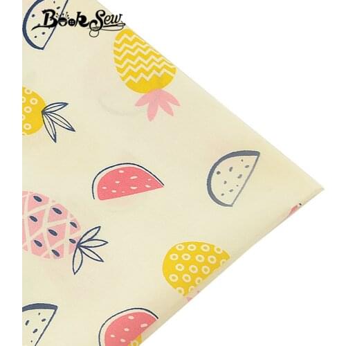 Booksew 100% Cotton Twill Fabric Pink Fruit Design Sewing Cloth For Bedsheet DIY Craft Patchwork Quilting Tecido Home Textile
