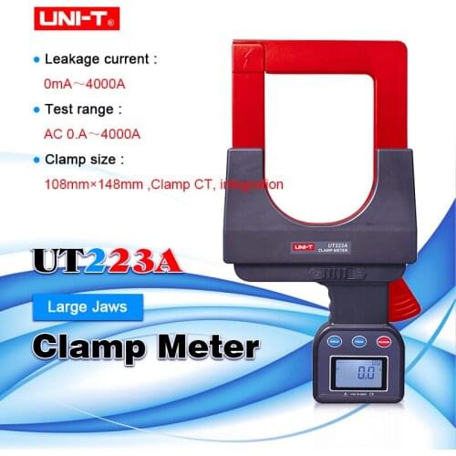 UNI-T UT223A large caliber leakage clamp ammeter, 4000A AC clamp meter data storage RS-232 data transmission LCD backlight
