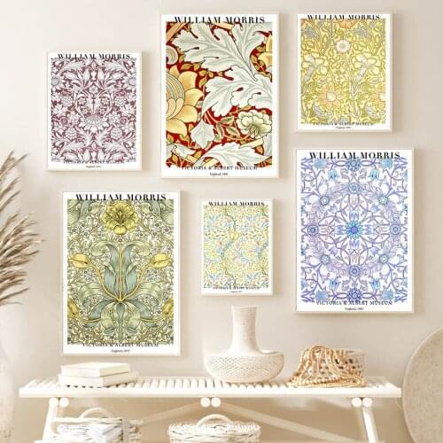 Abstract Vintage Flower Plant William Morris Wall Art Canvas Painting Nordic Posters Prints Wall Pictures For Living Room Decor