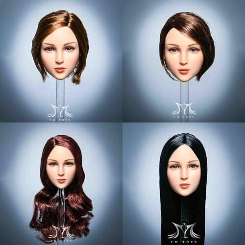 YMT045 1/6 Female Soldier Head Sculpt YMTOYS Hair Transplant Head Carving Fit 12'' Action Figure Body In Stock