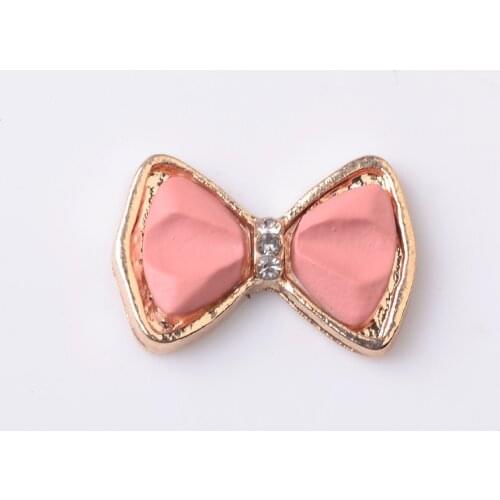 10 PCS 19x13mm KC Gold Pink Bowknot Metal Alloy Material For Earrings Necklace Hair Accessories DIY Jewelry Making