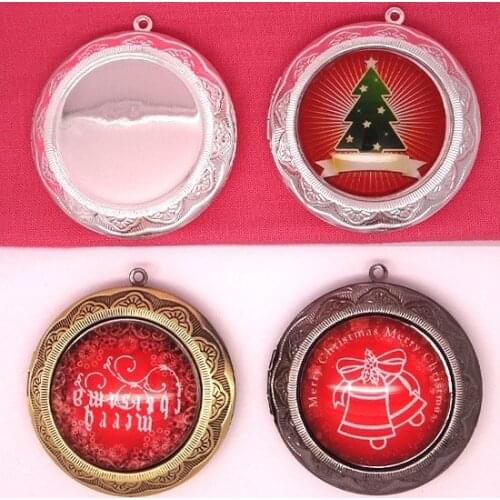 1piece Antique Bronze-Gunmetal Black-Antique Silver-Silver Plated Photo Locket Pendant Jewelry with Inner 30mm Setting Tray