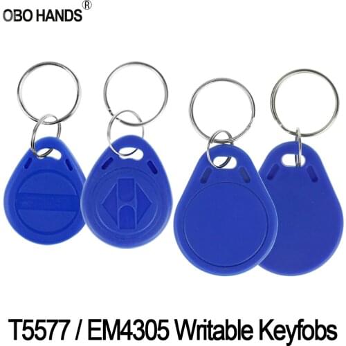 125KHz RFID Writable Keyfobs EM4305/T5577 Read and Write Key Card Copied Access Control System Metal Keychains Small Blue Token