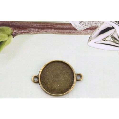 40PCS Antiqued bronze 18mm Round Blank Cabochon Settings Link Connectors #23302