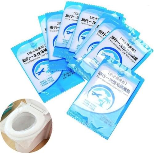 50PCS Disposable Toilet Seat Cover Mat Portable 100% Waterproof Safety Toilet Seat Pad For Travel/Camping Bathroom Accessiories