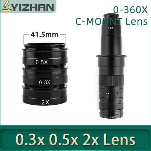 Barlow Auxiliary Objective Glass Lens 0.5X / 2.0X / 0.3X Set For 10A 180X C-MOUNT Lens Industry Video Microscope Camera