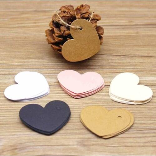 Garment Tag 4.7x3cm 100pcs Price Label Heart Shape labels white/Kraft Paper Card Wedding Favour Gift Tag DIY Tag Party Label