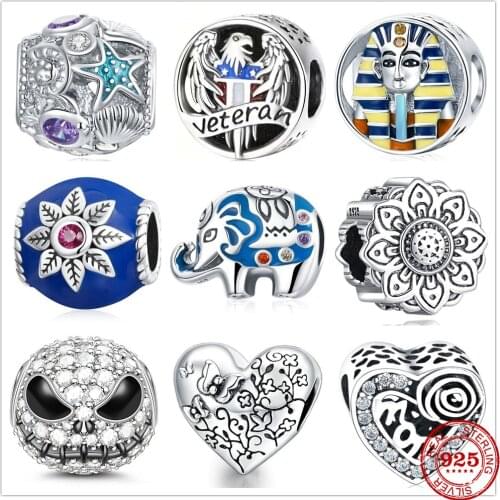925 Sterling Silver Elephant Pharaoh Charm Beads Fit Original Pandora charms Bracelet For Women DIY Jewelry