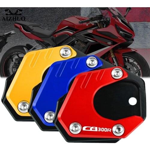 CB 300R Logo Motorcycle CNC Foot Side Stands Extension Pad Support Plate Enlarge Stand FOR HONDA CB300R CB300 R 2018-2021 2020