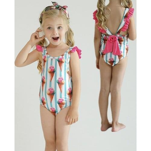 Children Girls Bikini One Piece Backless Swimsuit 1-5 Years Kids Beach Costume Baby Swimwear Little GirlsSun Bathing Suit