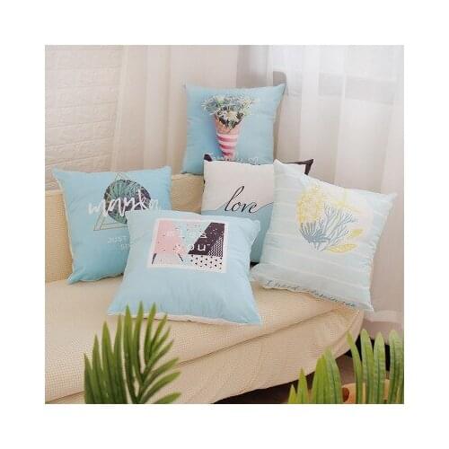 Green flower Leaves Cushion Case Decoration Nordic ins Green Leaf Geometric sample room Cushion case Of Sofa