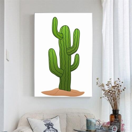 Nodrdic Style Kids Decoration Canvas Print Poster Cactus Plants Print on Canvas Paintings for Living Room Wall Decor No Frame