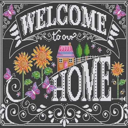 Embroidery Chalkboard Welcome Cross Stitch Kit Riolis with 100% Cotton Flosses & Free Shipping for Customized Gifts